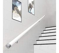 Main Courante en Bois Ronde Blanche pour escaliers intérieurs - Rampe d'escalier Barres d'appui Droites antidérapantes Main Courante Murale pour la rénovation d'escalier, avec Embout (Taille