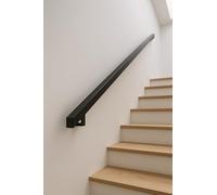 Main Courante en Fer Noir Mat - Modèle Italia, Section Carrée 40x40 mm, avec Supports et Chevilles, Longueur 50 à 400 cm (Nero Opaco, 110 cm)