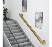 Main courante en métal de 30-600cm pour escaliers, marches intérieures et extérieures, rampe d'escalier support mural en fer forgé, rampe d'appui - Kit complet(Gold,420cm)