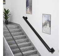 Main courante en métal de 30-600cm pour escaliers, marches intérieures et extérieures, rampe d'escalier support mural en fer forgé, rampe d'appui - Kit complet(Noir,570cm)