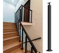 Main courante en métal noir avec dessus en bois pour marches intérieures/extérieures, hauteur personnalisable 30160 cm, balustrades de terrasse et porche, comprend un kit de vis et des accessoires