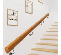 Main courante en tube arrondi, rampe d'escalier à montage mural pour marches intérieures et extérieures, 30 à 450 cm, poignée de rampe d'escalier en bois pour escaliers, grenier, porche, tiges de