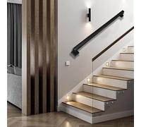 Main courante en tube carré pour escalier en fer forgé intérieur/extérieur - Support mural moderne - Longueur réglable : 30 cm - 600 cm (350 cm)