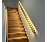 Main Courante Escalier Main Courante Murale Lumineuse Détection Mouvement, Main Courante D'escalier Robuste Éclairage LED, Rampe D'escalier Tubulaire Style Industriel(Gold,98in/2.5m)