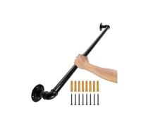 VEVOR Rampe Escalier Murale 0,9 m Main Courante Acier Carbone Garde-Corps en Métal Capacité Charge 200 kg/Tube Rambarde en Tube 32 mm 2 Supports Muraux pour Enfants Personnes Âgées Intérieur Extérieur