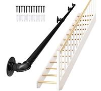 Main Courante Escalier, Rampe d'escalier 30 cm/60 cm, kit Complet, Rampe en métal Noir, Tige de Support antidérapante, Barre d'appui Murale intérieure et extérieure pour Personnes âgées