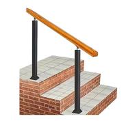 Main courante industrielle bois et métal noir - Réglable 270°, montée au sol for loft, villa - Support antidérapant enfants/âgées, taille sur mesure(Handrail-Upright)