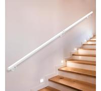 Main courante industrielle pour marches intérieures extérieures Rampe d'escalier murale de 1 2 3 4 5 mètres Barre d'appui ronde blanche pour terrasse de couloir loft kit complet(600cm)