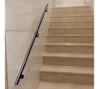 Main courante intérieure et extérieure antidérapante à fixation murale, 80 cm à 3 m, réglable, robuste, barre de support en tube rond noir pour escaliers de sécurité (510 cm)