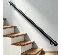 Main courante métal noir pour escaliers intérieurs extérieurs, rampe escalier murale antidérapante tube rond pour support sécurité couloir maison, grenier(500cm)