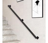 Main courante moderne blanche pour escaliers intérieurs, rampe d'escalier en fer forgé en métal avec support mural, rampe d'appui de sécurité 30-600cm(Noir,420cm)