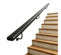 Main courante moderne en fer forgé noir, longueurs 1,2,3,4,5,6m pour escaliers intérieurs et extérieurs, barre d'appui murale livrée avec kit de supports(30cm)