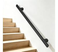 Main courante murale 60cm 90cm 1.2m 1.5m 2.4m 280cm 330cm 3.6m 4.5m rampe d'escalier industrielle noire, kit de mains courantes pour escaliers, marches intérieures et extérieures(150cm)