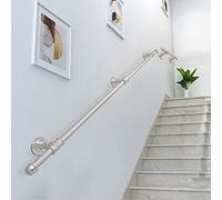 Main courante murale argentée pour escaliers intérieurs et extérieurs, 250 cm en fer forgé, support robuste pour une sécurité et un style améliorés