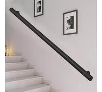 Main courante murale en acier inoxydable moderne avec tube rond noir pour intérieur/extérieur, longueur réglable de 30 à 600 cm, 180 cm