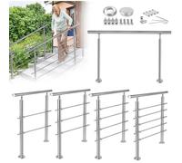 Main courante murale - HENGMEI - 80cm - Acier inoxydable - 3 poteaux - Intérieur & extérieur