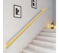 Main courante murale moderne de 150 cm en fer forgé antidérapant pour escaliers intérieur/extérieur, design tube carré, disponible en 100 cm, 200 cm, 300 cm, 500 cm, finition dorée