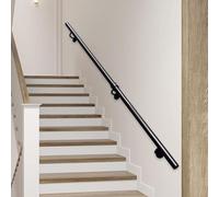 Main courante murale pour escaliers, Rampe d'escalier en tuyau métallique de 1 à 20 pieds Rampes en fer forgé Barre d'appui pour maison, maternelle, couloir de loft, noir(400cm)