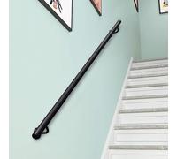 Main courante murale pour marches d'escalier | Rampe d'escalier noire/blanche - Kit complet | Barre d'appui de sécurité en fer forgé, garde-corps pour intérieur et extérieur(390cm)