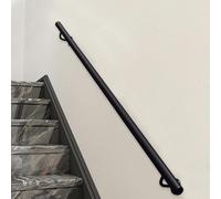 Main courante murale pour marches d'escalier, rampes antidérapantes, 1ft -20ft main courante en fer industriel galvanisé noir pour support intérieur et extérieur, poignée de sécurité(350cm)