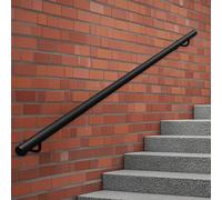 Main courante murale ronde en fer forgé de 3ft/5ft/6ft/10ft/12ft/14ft/20ft, rampe d'escalier intérieure/extérieure pour mur de briques en béton de bois, kit de support de rampe d'escalier(270cm)