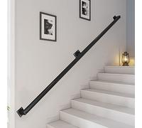 Main Courante Noire Moderne pour escaliers - Kit Complet.30cm-600cm Rampe d'escalier Rampe d'escalier, Barre de Support de sécurité en Fer forgé en métal fixé au Mur (Size : 350cm)