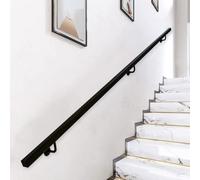 Main courante noire pour escaliers intérieurs｜Garde-corps industriel en fer | Mains courantes de rampe d'escalier pour marches extérieures，barre d'appui de sécurité à montage mural(400cm)