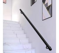 Main Courante Noire pour Escaliers, Rampe d'escalier Main Courante de Support Mural en Fer forgé en Métal Barre d'appui de Sécurité de Couloir pour Décoration de Maison - Kit Complet(180cm)