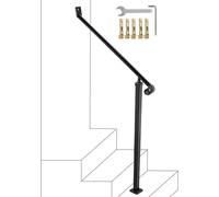 Main courante pour escalier extérieur - Main courante en fer forgé - Garde-corps d'entrée en deux étapes - Esthétique et noir - Rampe d'escalier en acier inoxydable - Main courante garde-corps