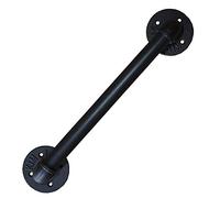 Main Courante pour Escalier Intérieur Extérieur Mur Balustrade de Rampe de Pied Garde-Corps de Support Poignée Rambarde de Sécurité - Kit Complet - Métal Fer Forgé Noir (60cm)