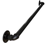 Main Courante pour Escalier Intérieur Extérieur Mur Balustrade de Rampe de Pied Garde-Corps de Support Poignée Rambarde de Sécurité - Kit Complet - Métal Fer Forgé Noir (90cm)