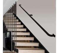 Main Courante pour Escalier, Rampe Escalier Mains Courantes pour Escaliers Noir 30 cm ~ 600 cm Garde-Corps Carré en Fer en Métal Antidérapant avec Raccords, Tige de Support de Couloir de Rampe de Loft