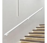 Main Courante pour Escaliers 1 2 3 4 5 6 Mètres, Main Courante de Rampe Industrielle en Fer Forgé Extérieure, Rampes D'escalier Blanches Barre d'Appui Murale Antidérapante avec Supports(600cm)