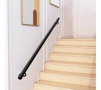 Main courante pour escaliers de 1 2 3 4 5 6 mètres, rampe murale moderne, rampes antidérapantes avec supports vis, barre d'appui de sécurité noire pour villa couloir patio(120cm)
