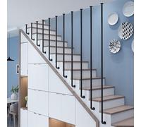 Main Courante pour escaliers intérieurs et extérieurs, Rampe d'escalier, Garde-Corps antidérapants, poteaux de Balustrade en Fer forgé métallique à Fixation latérale, Noir.(85cm)
