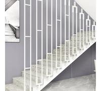 Main Courante pour marches, Rampe d'escalier pour Mezzanine avec Fixations, poteaux de Balustrade en Fer forgé à Tube carré, Garde-Corps Blanc de Style transitionnel(I-Shaped Fixing,120cm)