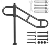 Main courante SucceBuy avec un poteau pour 1 à 3 marches en extérieur, 40,5 pouces L x 35,4 pouces H, rampe d'escalier en métal en forme de U, acier au carbone monté au sol avec traverses antidérapant