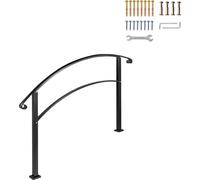 Main courante SucceBuy pour escaliers extérieurs, 1 ou 3 marches, fer forgé noir, main courante flexible pour véranda, escaliers en béton ou en bois