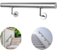 Main courante Wolketon en acier inoxydable, main courante murale£¬120 cm, rampe d'escalier inoxydable pour l'intérieur et l'extérieur