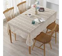 Main Crochet Rectangle Blanc Coton Dentelle Nappe Napperons en Crochet for Nappes De Mariage Table Carrée Tapis Table Napperons Table Couverture, 2 Pièces(100*140cm)