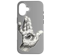 Main de Fatima Blackwork Minimal Eye Coque pour iPhone 16