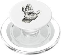 Main de Fatima Blackwork Minimal Eye PopSockets PopGrip pour MagSafe