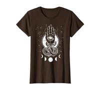 Main de Fatimas Occulte Symbole Sorcière Khamsa T-Shirt, Femme, Marron, L