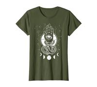 Main de Fatimas Occulte Symbole Sorcière Khamsa T-Shirt, Femme, Olive, XXL