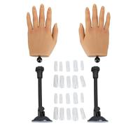 Main de pratique d'entraînement des ongles en silicone, flexible et réglable, modèle de fausse main de manucure avec 2 supports d'aspiration pour Nail Art, affichage d'anneau de