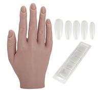 Main de pratique des ongles en silicone | Mannequin à articulation flexible pour la formation en nail art/application d'acrylique/vernis | Texture de peau réaliste et doigts (03)