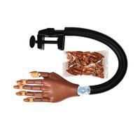 Main d'entraînement professionnelle amovible avec embouts au design ergonomique réaliste et portable - Modèle de main réutilisable pour pratique du nail art