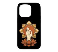 Main d'éveil Mudra Lotus Mandala Bouddhiste Méditation Coque pour iPhone 15 Pro