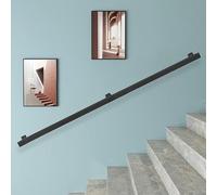 Main-d'œuvre Noire pour Les escaliers, Manche Courante pour Les escaliers en intérieur et extérieur 30-600 cm en métal en Fer forgé d'escalier Courte avec des Supports muraux, 1 pi / 30 cm
