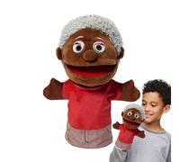 Main en peluche, à main familiale - Marionnette de contes de personnes noires, dessins animés en peluche ouverte | Dessins animés Maman et Papa Grands parents Ouvert M